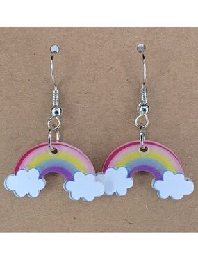Rainbow Mini Acrylic Dangle Earrings  Fashion Jewelry